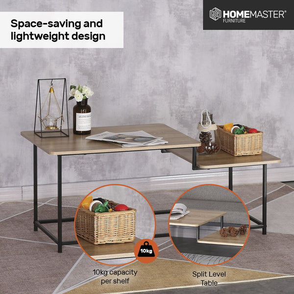 Home Master Coffee Table 2 Tier Split Level Stylish Modern Design 1.09m Deals499