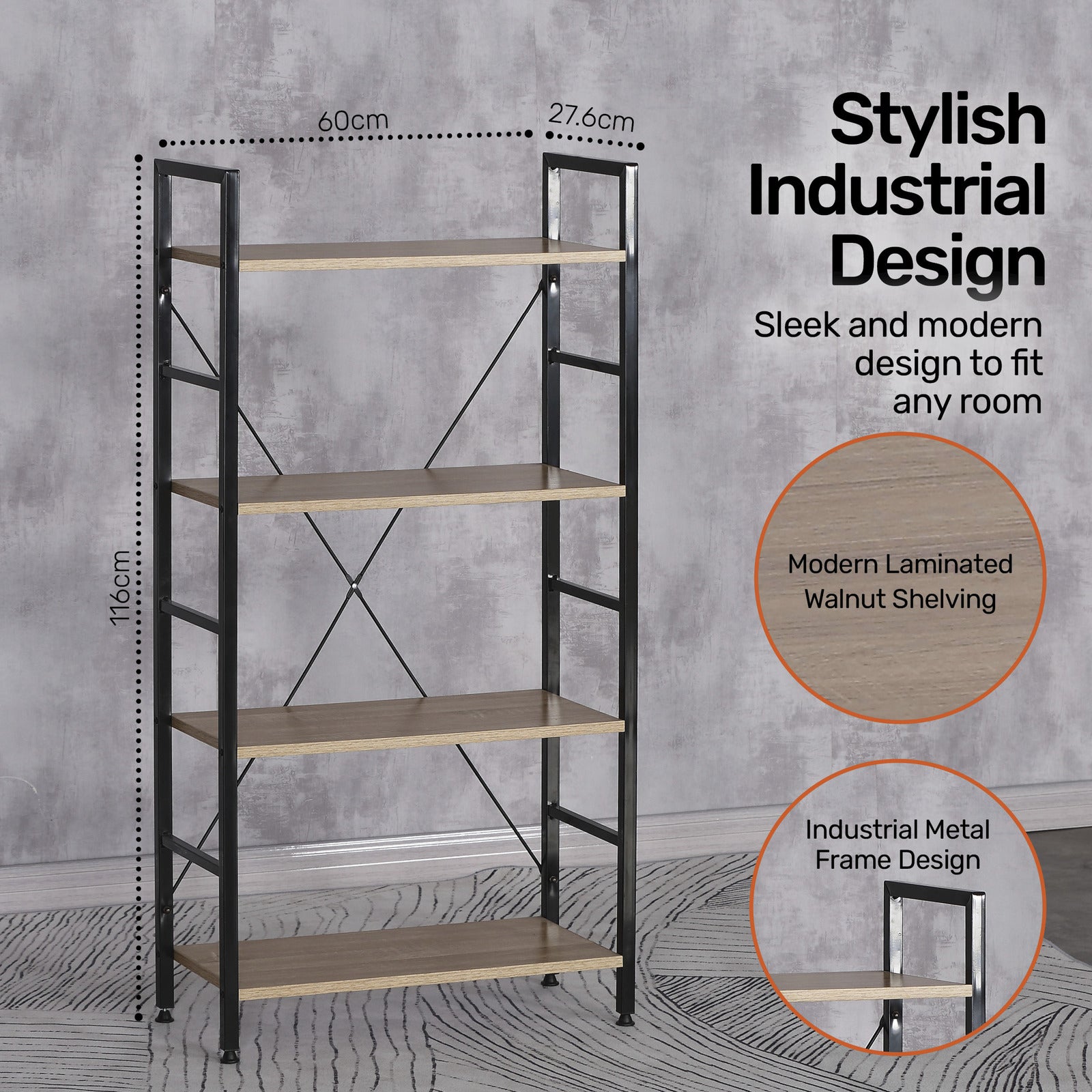 Home Master Display Shelf 4 Tier Sleek Modern Industrial Design 1.16m Deals499
