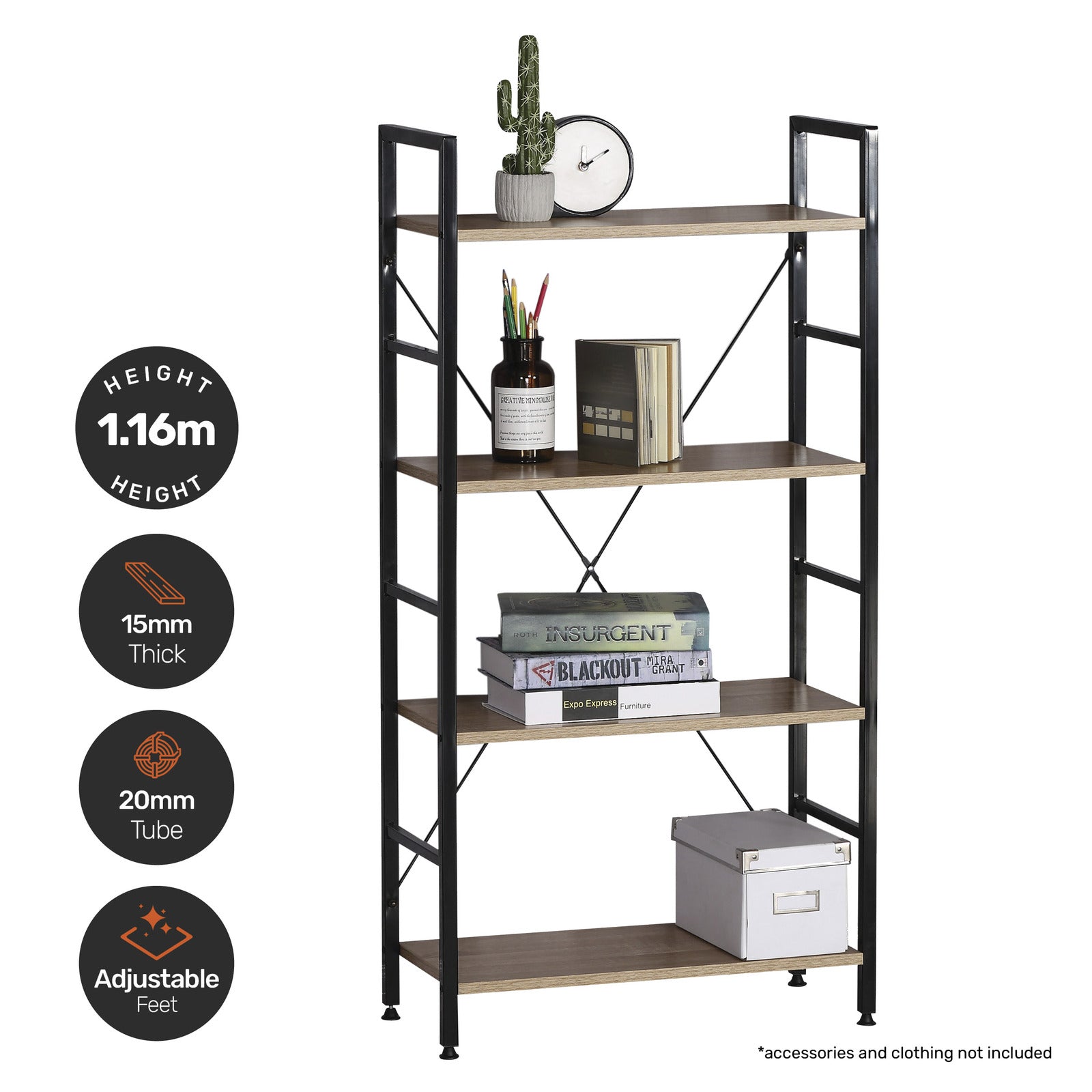 Home Master Display Shelf 4 Tier Sleek Modern Industrial Design 1.16m Deals499