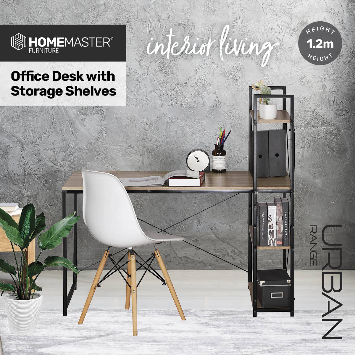 Home Master Office Desk & Storage Shelves Unique Stylish Modern Design 1.2m Deals499