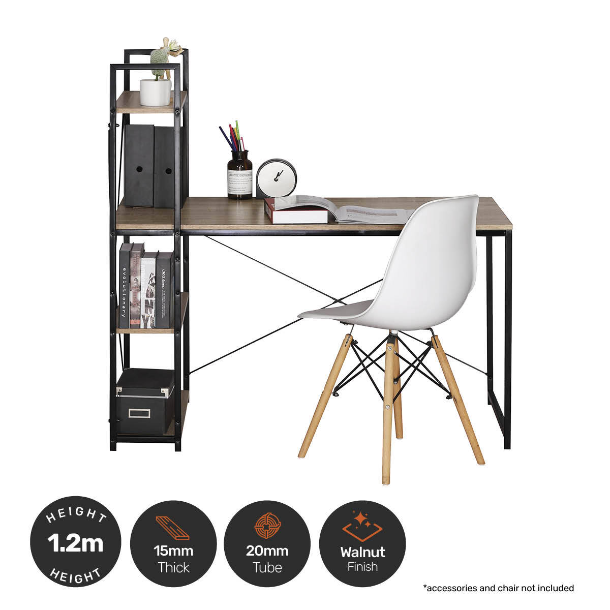 Home Master Office Desk & Storage Shelves Unique Stylish Modern Design 1.2m Deals499