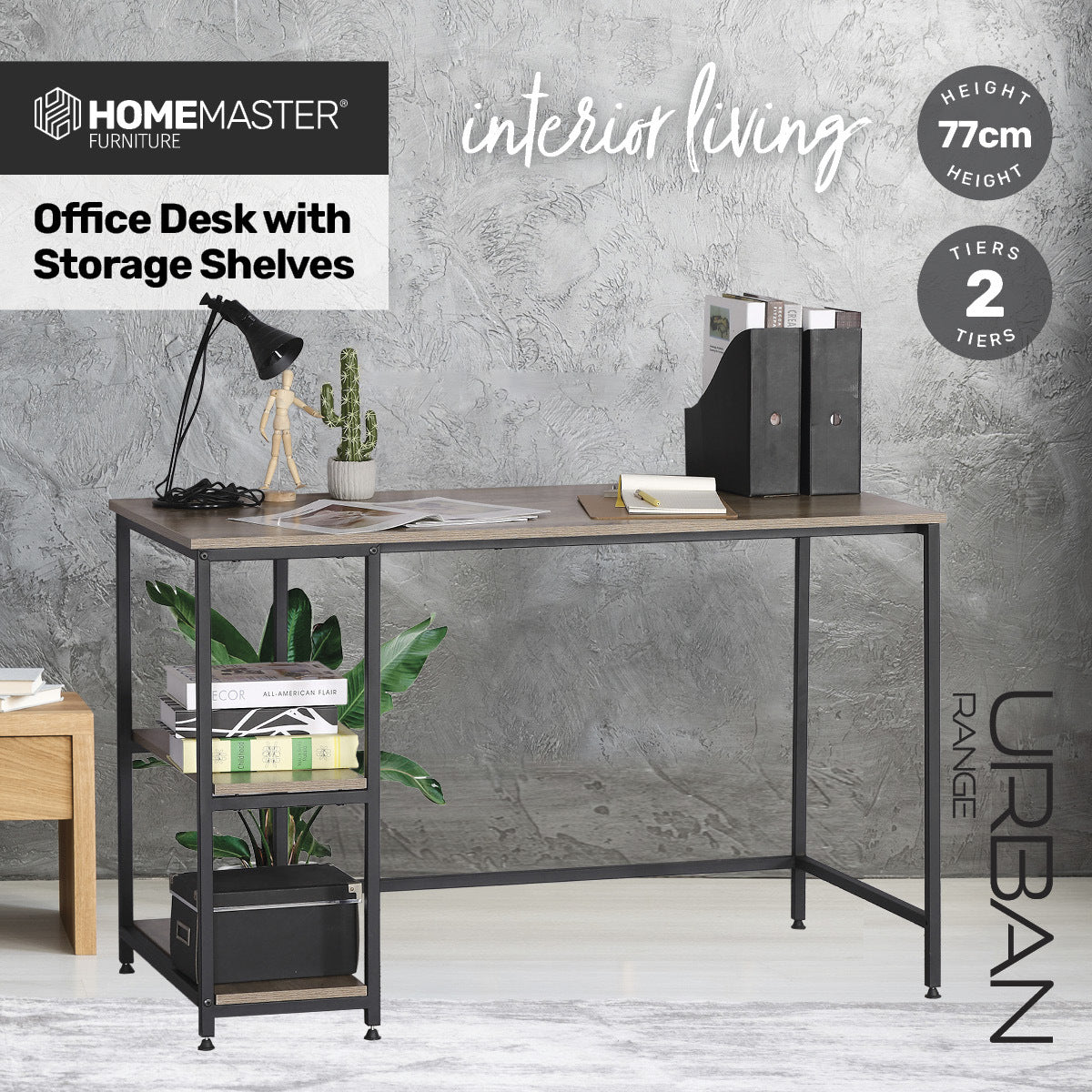 Home Master Office Desk & Storage Shelves 2 Tier Stylish Modern Design 77cm Deals499