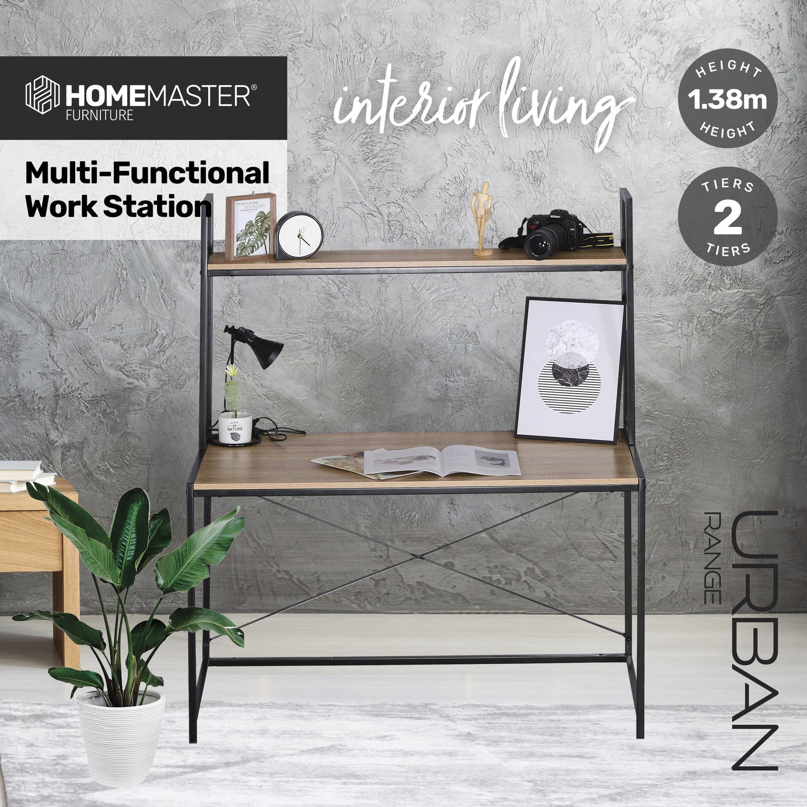 Home Master Multifunctional Workstation 2 Tier Stylish Modern Design 1.38m Deals499