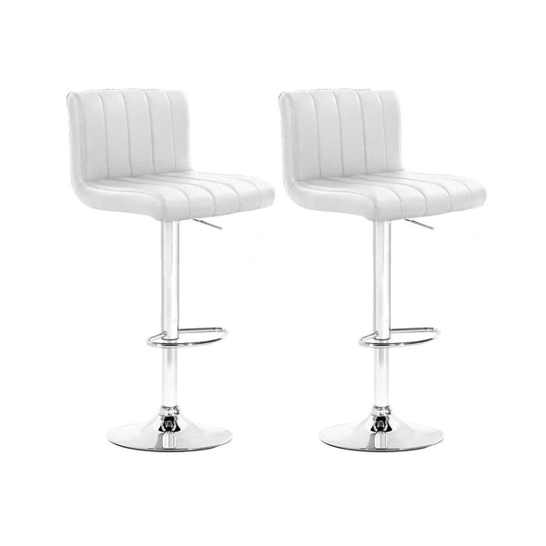 Home Master 2PCE Bar Stool White Swivel Seat Adjusting Height Stylish Modern Deals499
