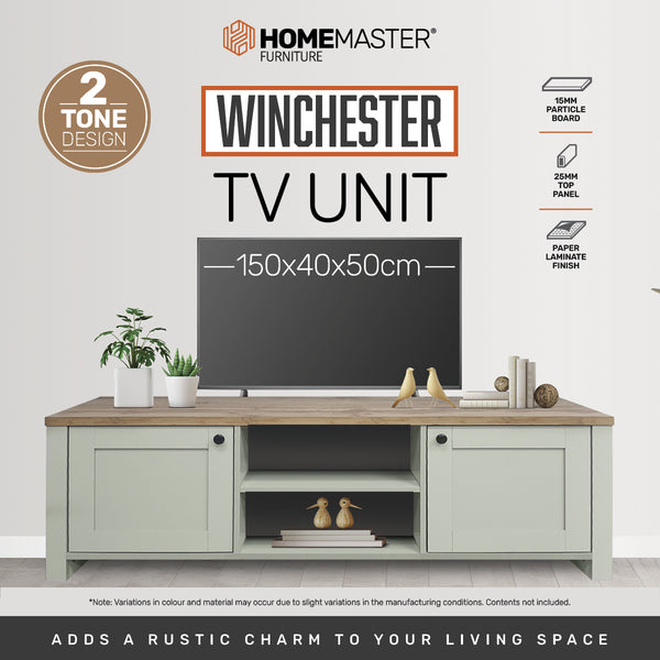 Home Master Winchester Two Tone TV Entertainment Unit Stylish Design 150cm Deals499
