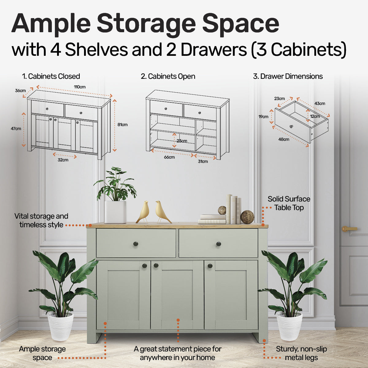 Home Master Winchester Two Tone Sideboard Stylish Flawless Design 110cm Deals499