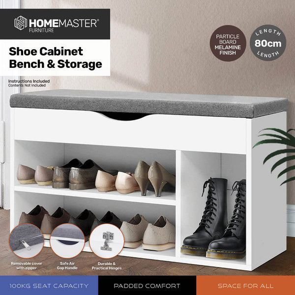 Home Master 2-In-1 Storage/Shoe Cabinet With Padded Cushion Bench 80cm Deals499