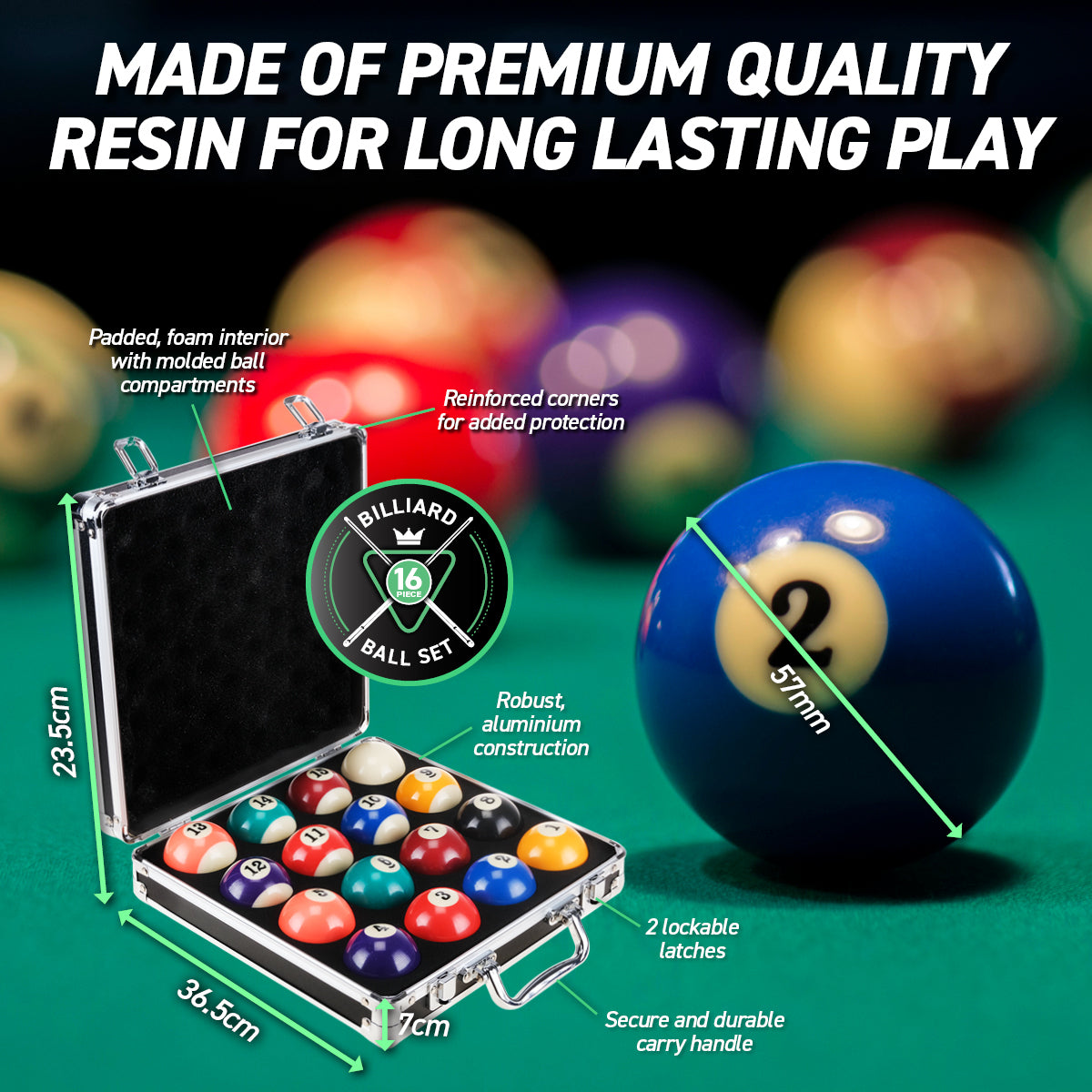 SAS Sports Pool Ball Set With Aluminium Carry Case Premium Quality Deals499