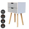 Home Master 2 Drawer Side Table Modern Sleek &amp; Stylish Neutral Design 61cm Deals499