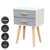 Home Master 2 Drawer Side Table Sleek Modern &amp; Stylish Neutral Design 61cm Deals499