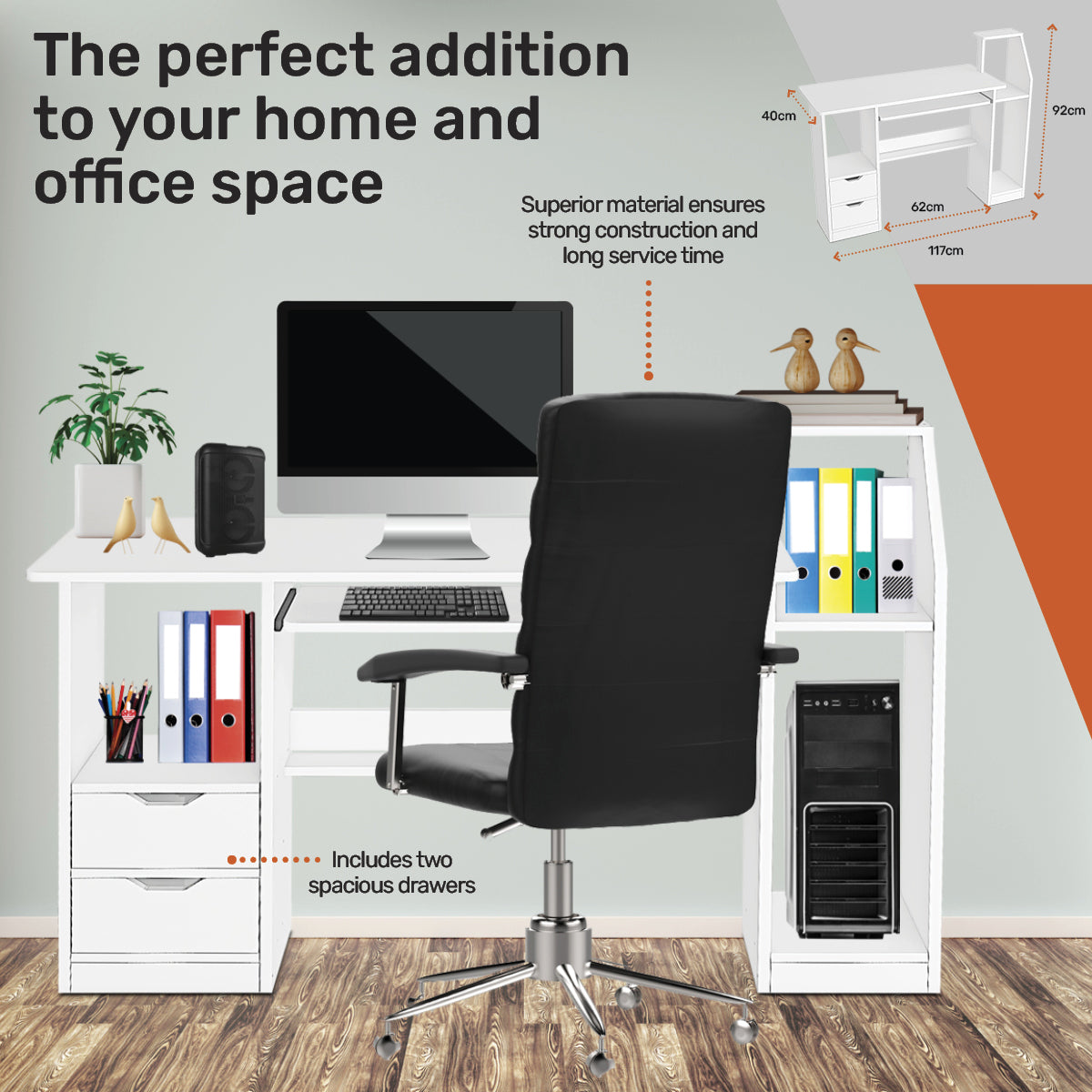 Home Master Computer/Work Desk Storage & Shelving Spacious Modern 117 x 92cm Deals499