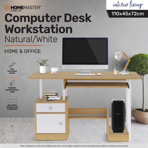 Home Master Computer Desk Workstation Storage Spacious Stylish 110 x 72cm Deals499