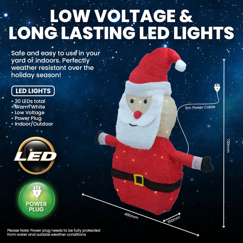 SAS Electrical 45 x 72cm 3D Santa Ornament Warm White LED Lighting Deals499