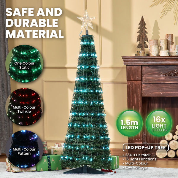 SAS Electrical 1.5m Christmas Tree & Star Pop-Up Design Remote Controlled Deals499