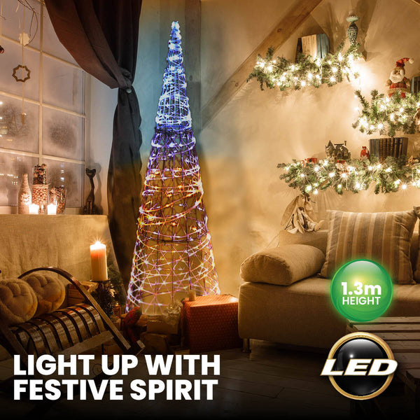 SAS Electrical 1.3m 3D LED Decorative Metal Cone Christmas Tree 192 Lights Deals499