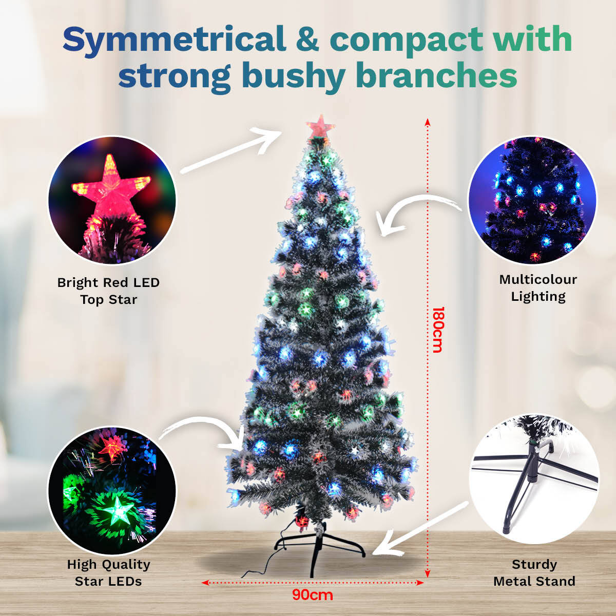 Christmas By Sas 1.8m Pine Tree 210 Multi-Colour LED Lights With 8 Functions Deals499