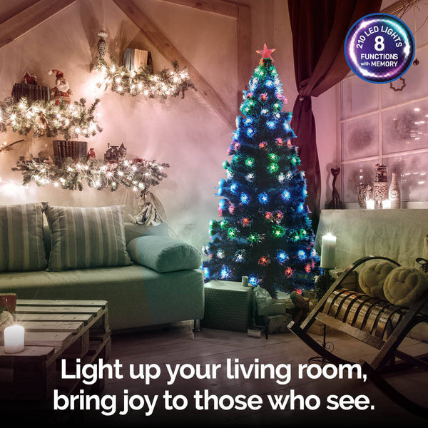 Christmas By Sas 1.8m Pine Tree 210 Multi-Colour LED Lights With 8 Functions Deals499