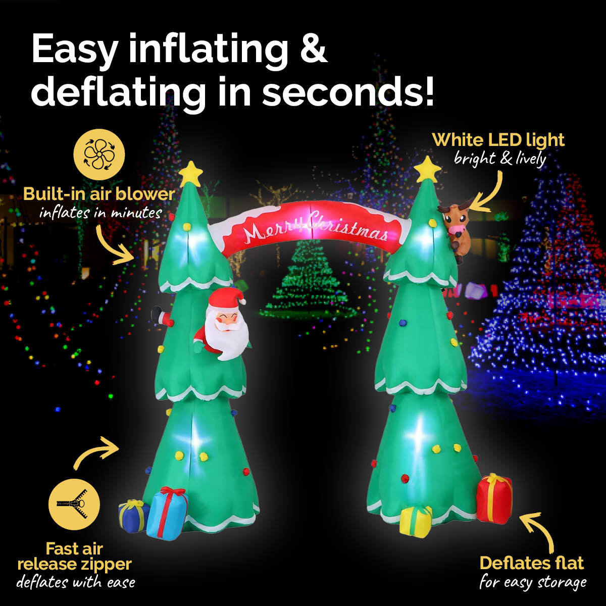 Christmas By Sas 3m x 2.4m Christmas Tree Arch Self Inflating LED Lights Deals499