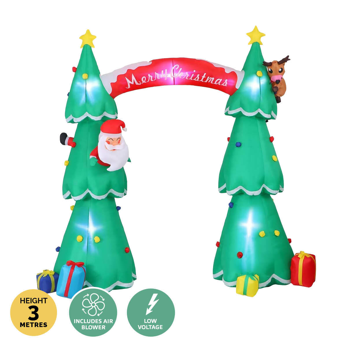 Christmas By Sas 3m x 2.4m Christmas Tree Arch Self Inflating LED Lights Deals499