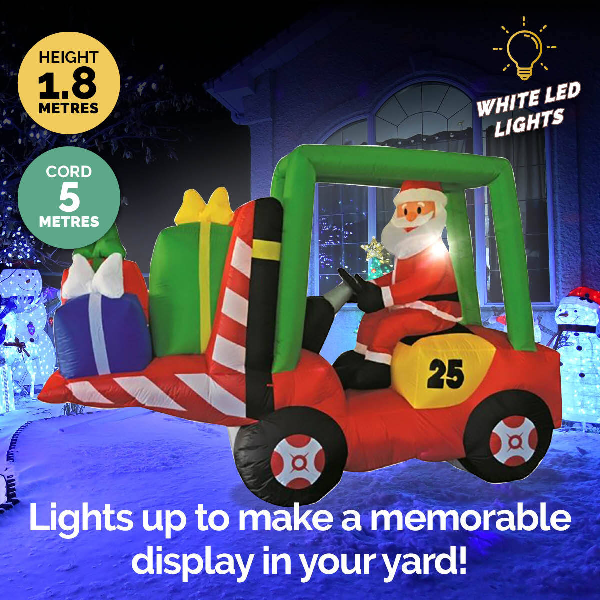 Christmas By Sas 2.4 x 1.8m Santa & Forklift Built-In Blower LED Lighting Deals499