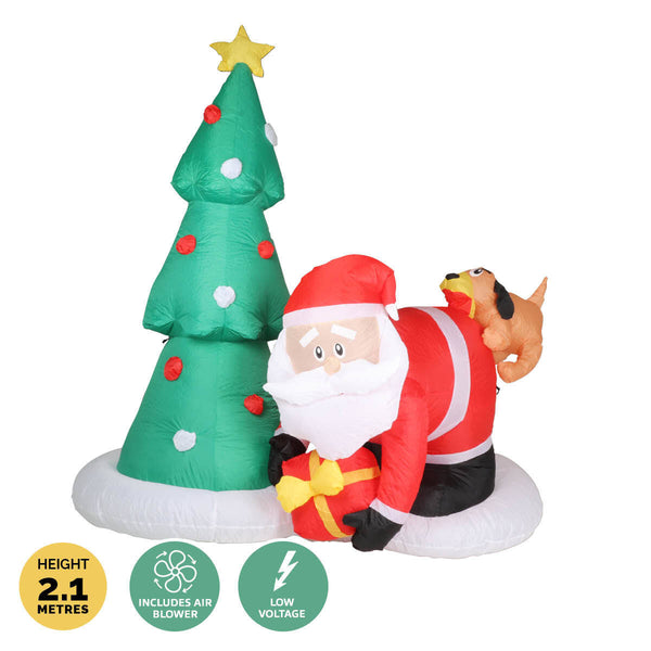 Christmas By Sas 2m Santa Puppy & Tree Built-In Blower Bright LED Lighting Deals499