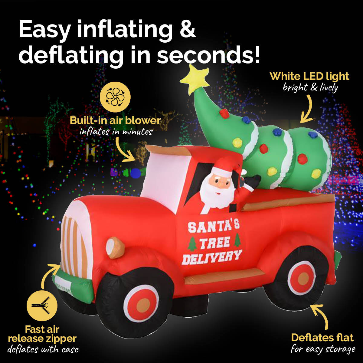 Christmas By Sas 2.25m Santa Ute & Tree Built-In Blower Bright LED Lighting Deals499