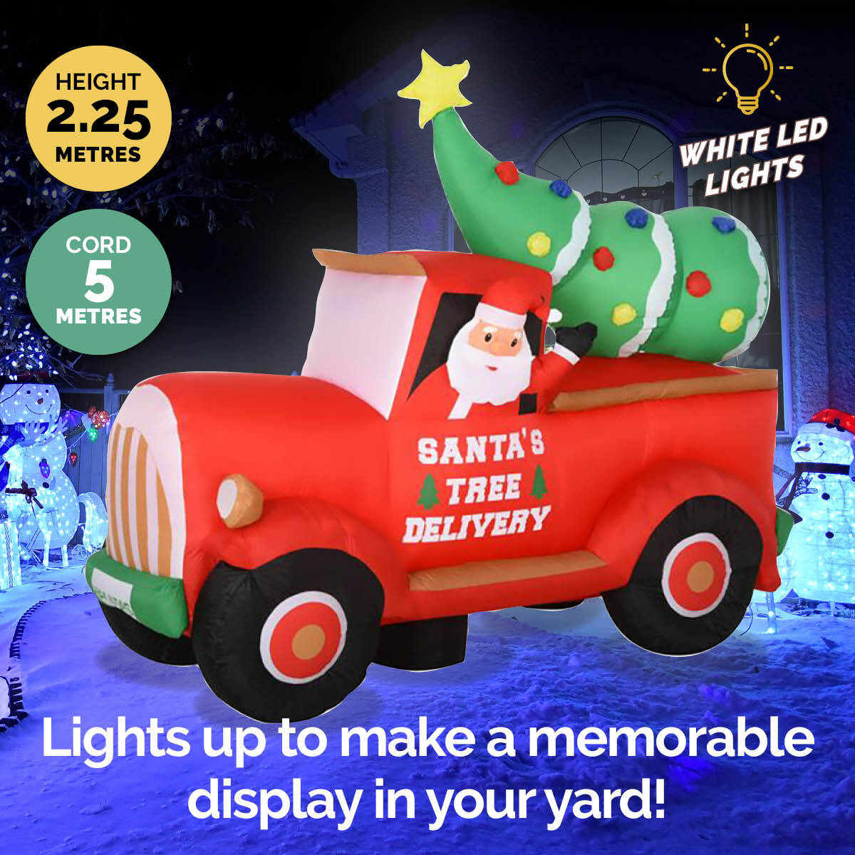 Christmas By Sas 2.25m Santa Ute & Tree Built-In Blower Bright LED Lighting Deals499