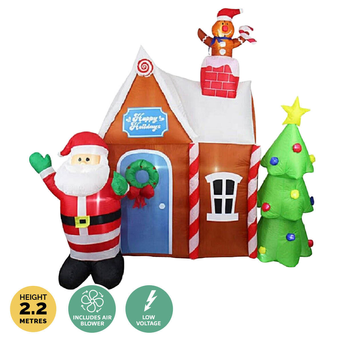 Christmas By Sas 2.2m Gingerbread House & Santa Self Inflating LED Lights Deals499