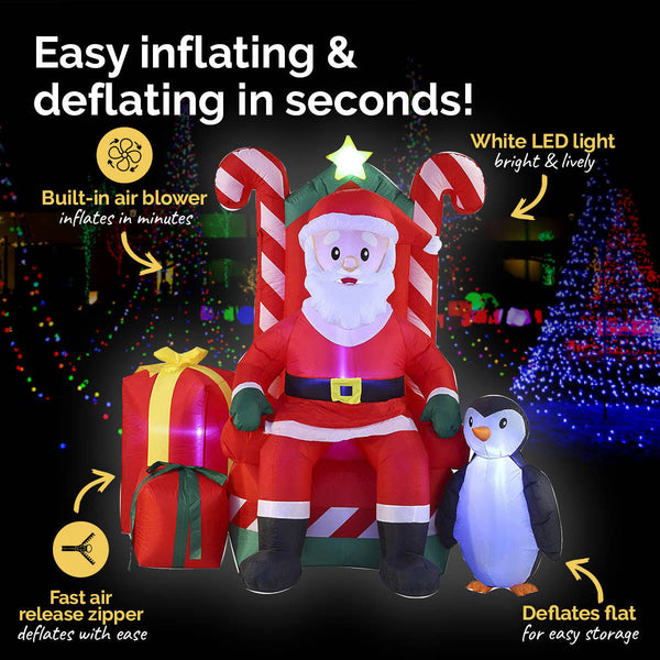 Christmas By Sas 2.1m Santa In His Armchair Self Inflating LED Lighting Deals499