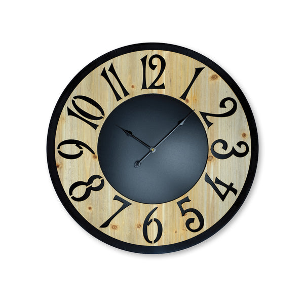 Home Master Wall Clock Wood &amp; Metal Look Stylish Design Large Numbers 60cm Deals499
