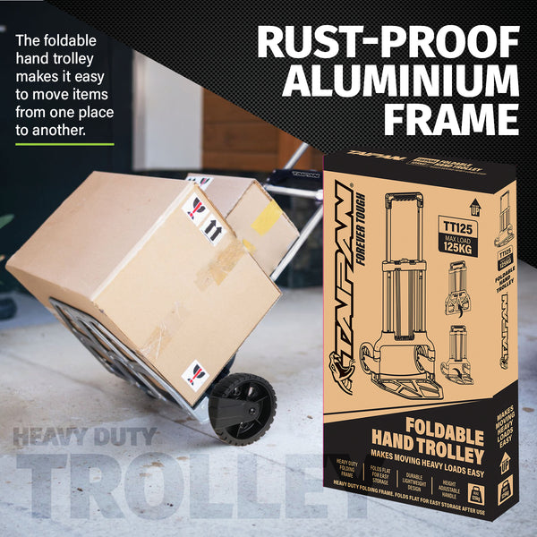 Taipan 125KG Foldable Hand Trolley Aluminium Frame Height Adjustable Handle Deals499