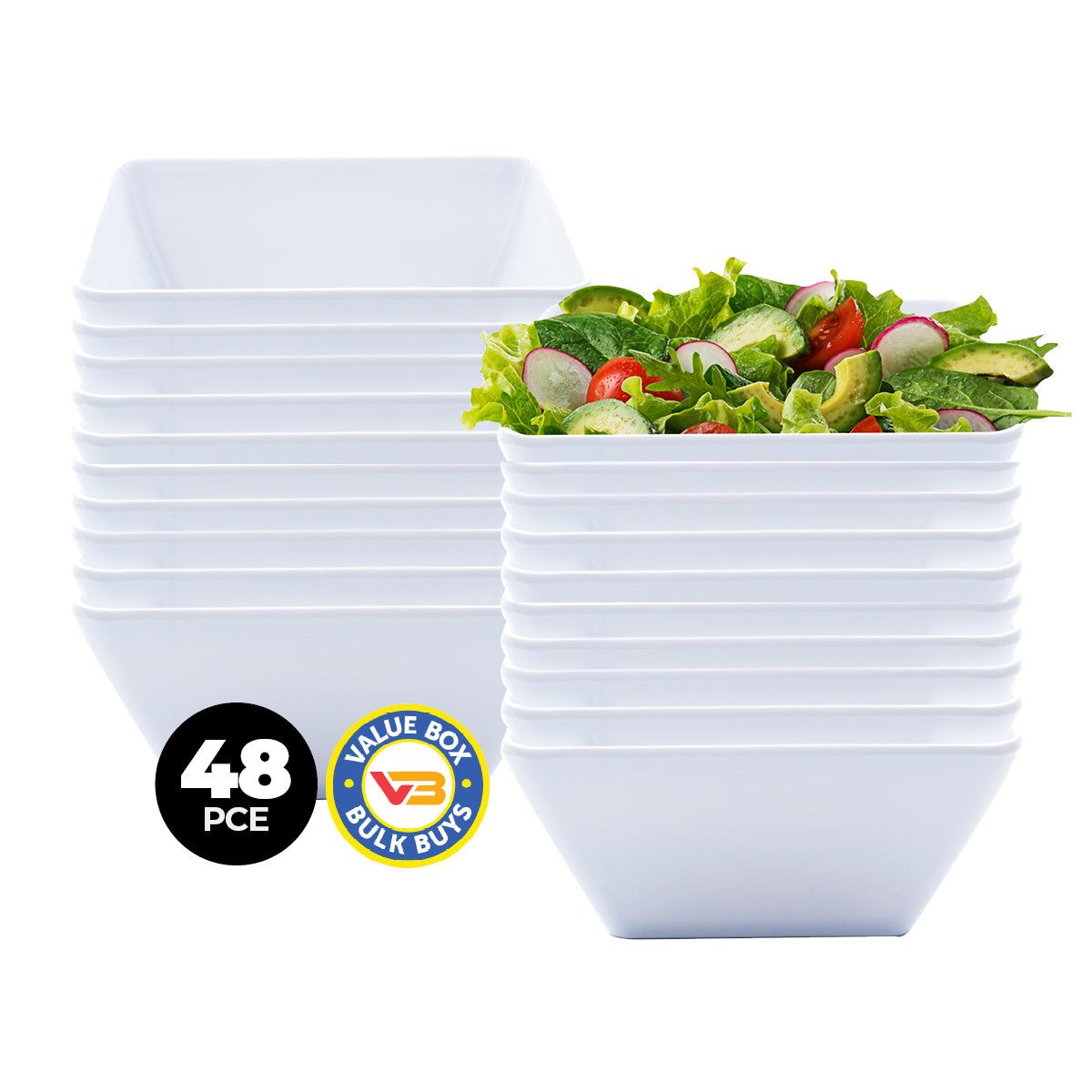 Home Master 48PCE Melamine Bowls Square Lightweight Durable Strong 15cm Deals499