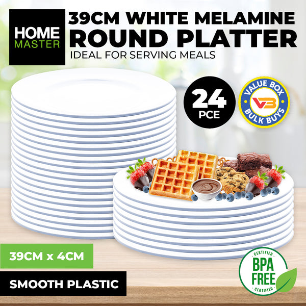 Home Master 24PCE Melamine Party Platters Round Lightweight Durable Bulk 39cm Deals499