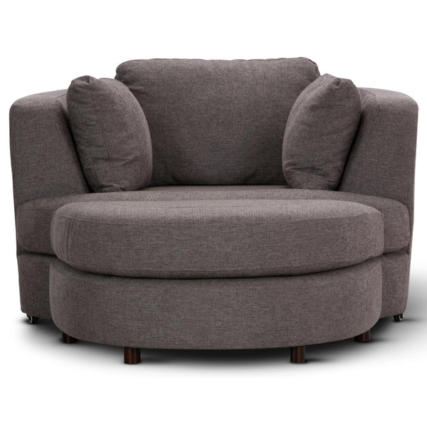 Sunshine Single Sofa Love Chair Fabric Swivel Armchair Ottoman Set - Grey Deals499