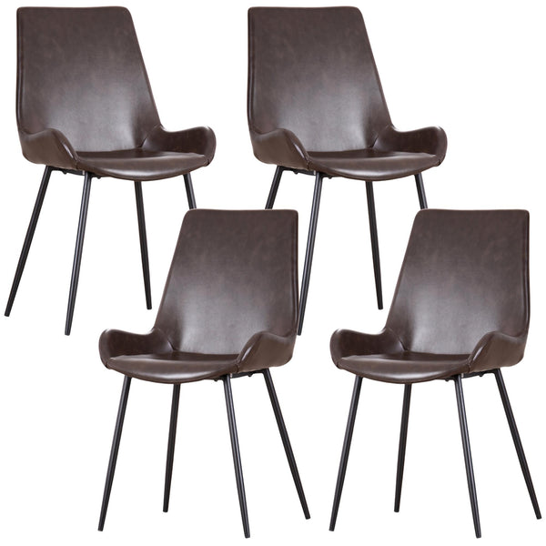 Brando  Set of 4 PU Leather Upholstered Dining Chair Metal Leg - Brown Deals499