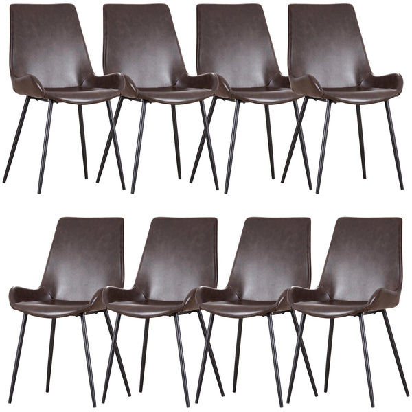 Brando  Set of 8 PU Leather Upholstered Dining Chair Metal Leg - Brown Deals499