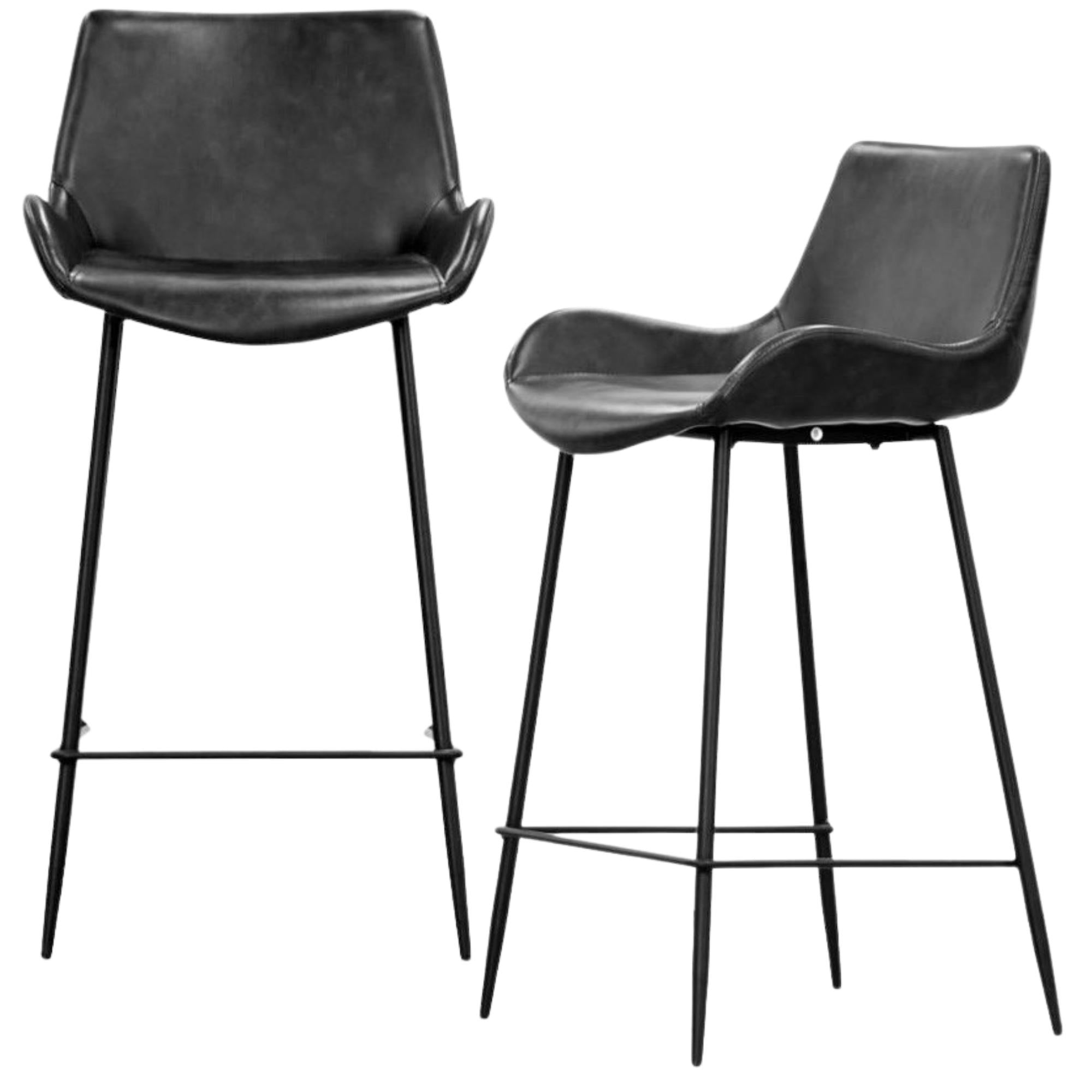 Brando  Set of 2 PU Leather Upholstered Bar Chair Metal Leg Stool Vintage Grey Deals499