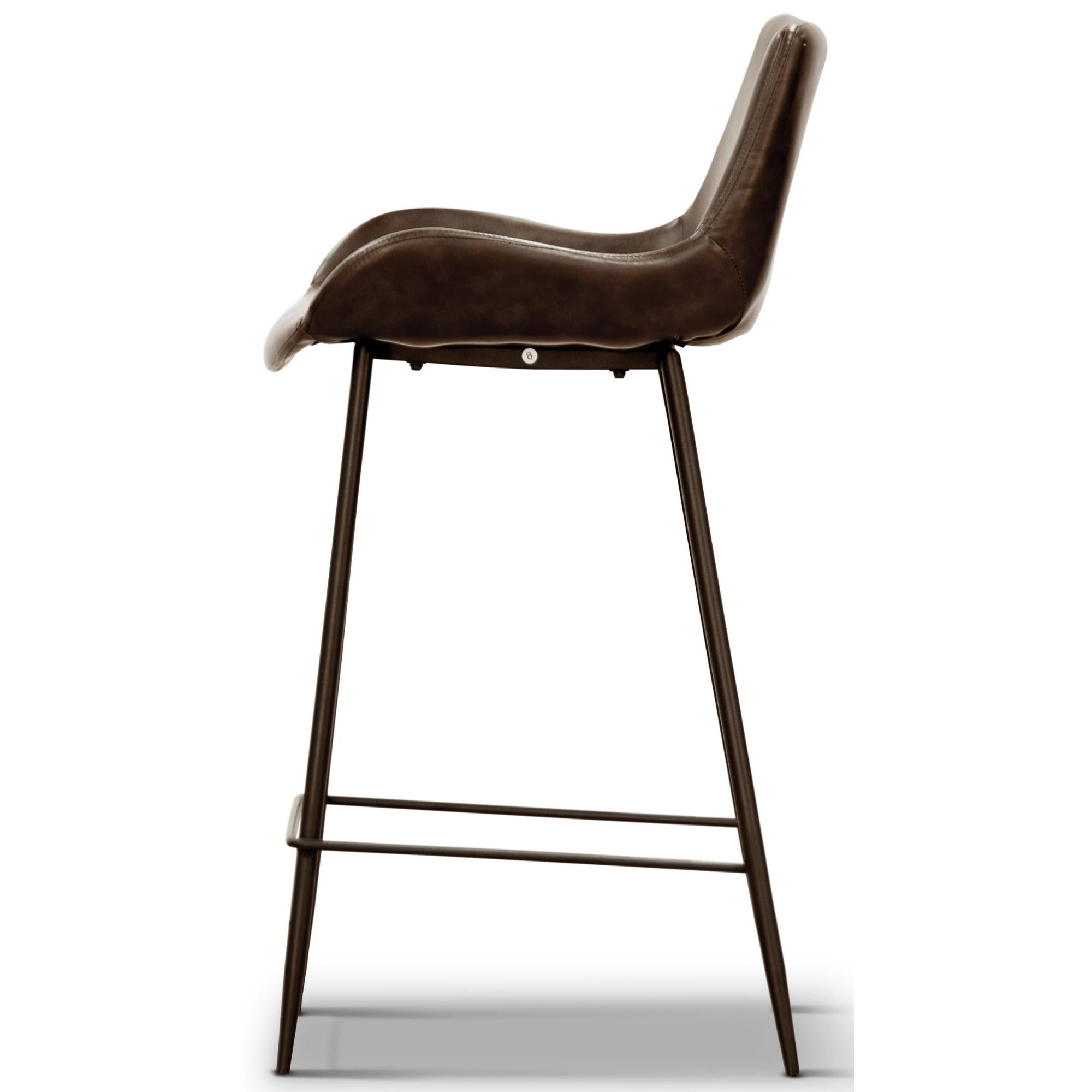 Brando  Set of 4 PU Leather Upholstered Bar Chair Metal Leg Stool - Brown Deals499