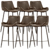 Brando  Set of 6 PU Leather Upholstered Bar Chair Metal Leg Stool - Brown Deals499