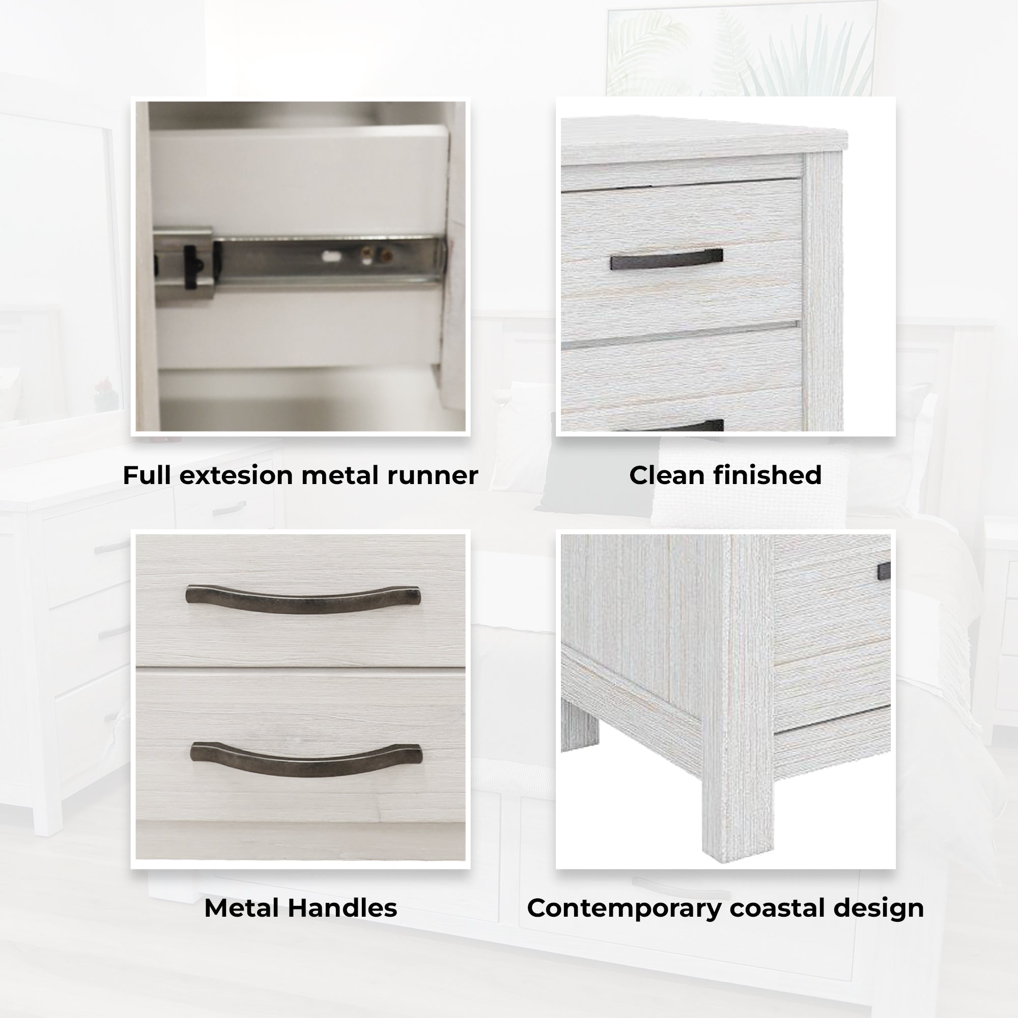 Foxglove Dresser 6 Chest of Drawers Solid Wood Tallboy Storage Cabinet - White Deals499