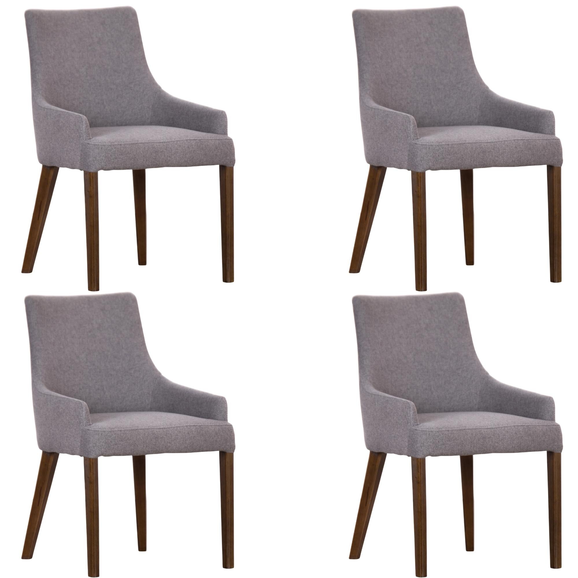 Tuberose Dining Chair Set of 4 Fabric Seat Solid Acacia Wood Furniture - Grey Deals499