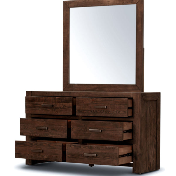 Catmint Dresser Mirror 6 Chest of Drawers Tallboy Storage Cabinet - Grey Stone Deals499