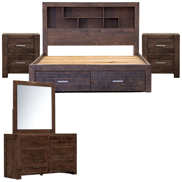 Catmint 5pc Queen Bed Suite Bedside Dresser Bedroom Furniture Package Grey Stone Deals499