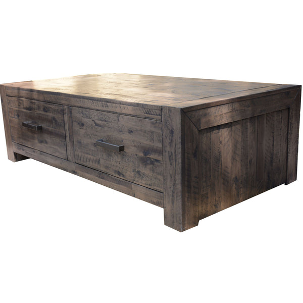 Catmint Coffee Table 127cm 2 Drawer Solid Acacia Wood - Stone Grey Deals499