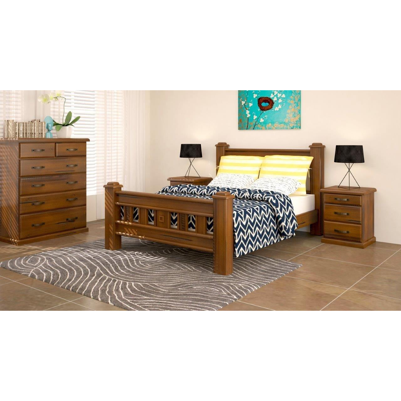 Umber Tallboy 6 Chest of Drawers Solid Pine Wood Storage Cabinet - Dark Brown Deals499