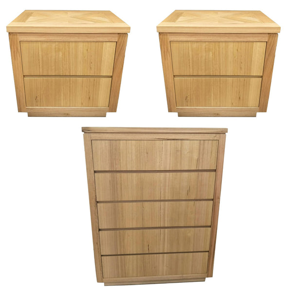 Rosemallow 2pc Bedside 1 Tallboy Bedroom Package Chest of Drawers Set Cabinet Deals499