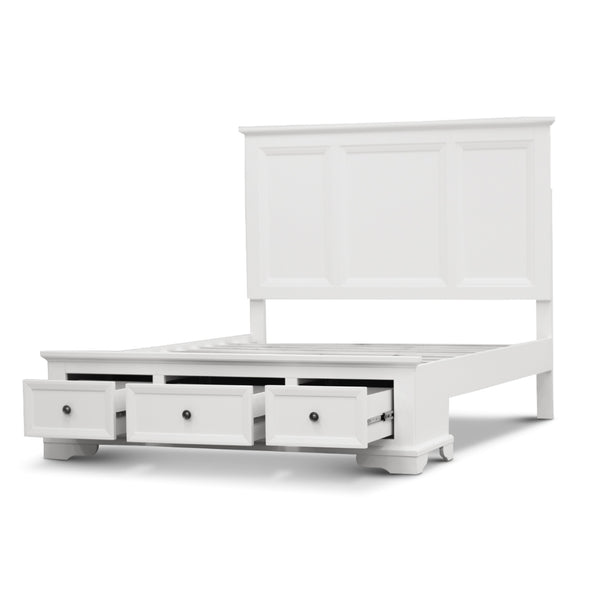 Celosia King Size Bed Frame Timber Mattress Base With Storage Drawers - White Deals499