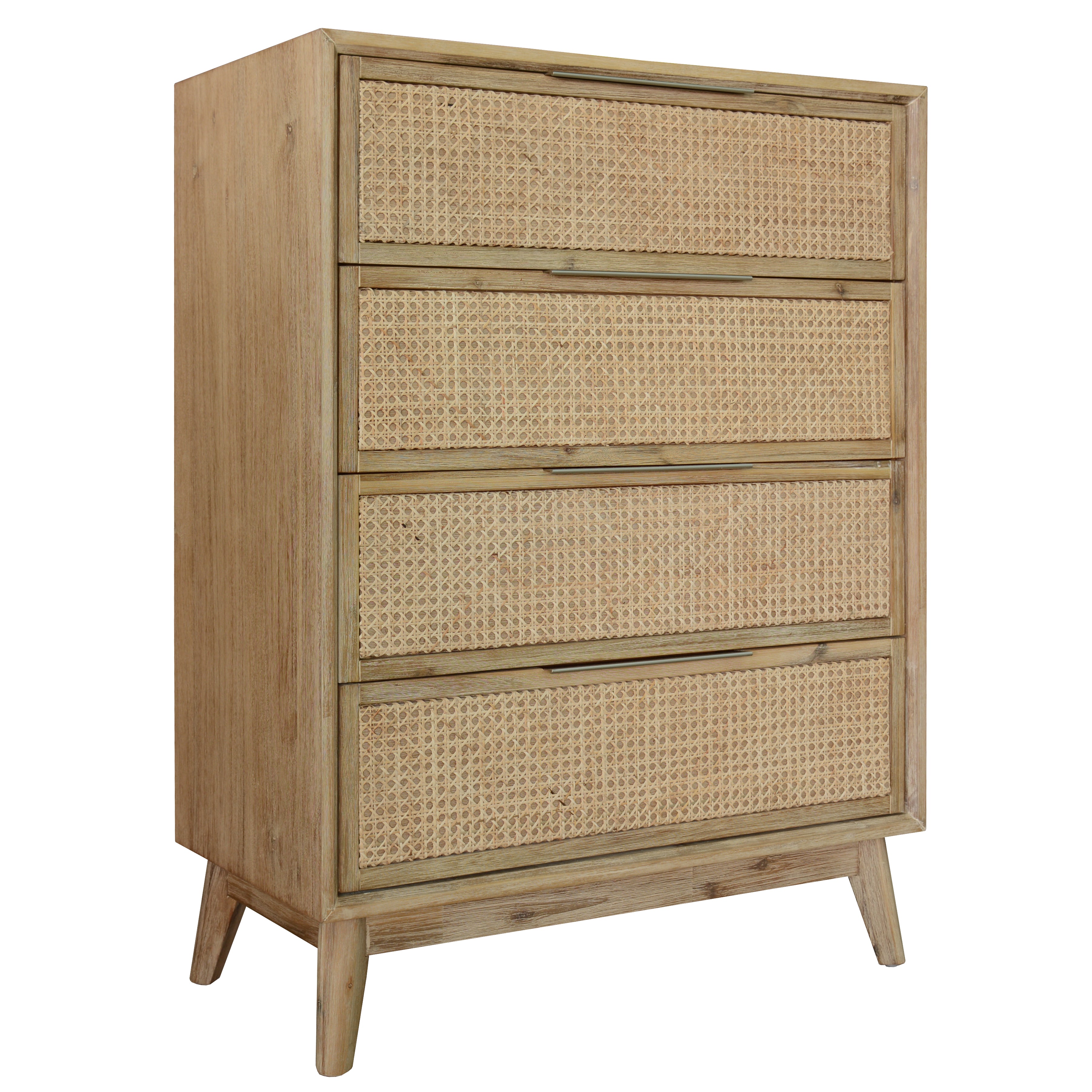 Grevillea Tallboy 4 Chest of Drawers Solid Acacia Wood Storage Cabinet - Brown Deals499