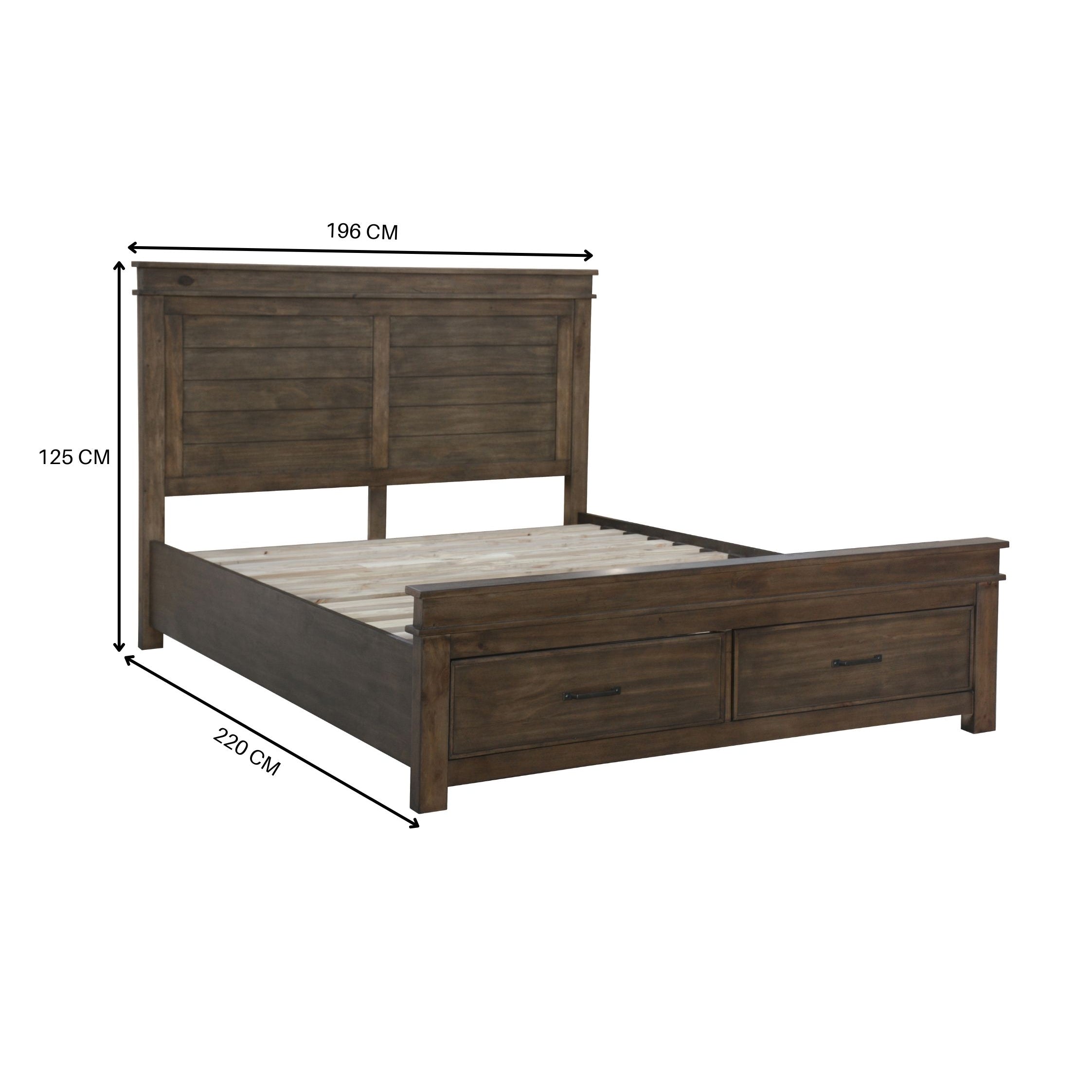 Lily Bed Frame King Size Timber Mattress Base With Storage Drawers - Rustic Grey Deals499