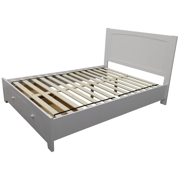 Wisteria Bed Frame Queen Size Mattress Base Storage Drawer Timber Wood - White Deals499